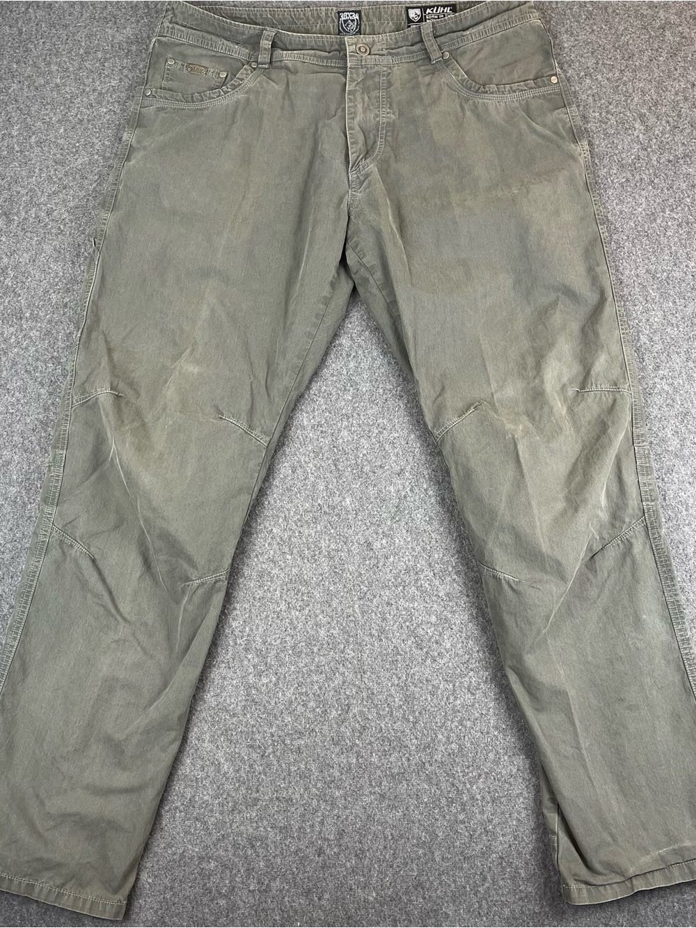 KUHL Revolvr Pants Mens 38x34 Gray Patina Canvas Cargo Hiking Outdoor Workwear